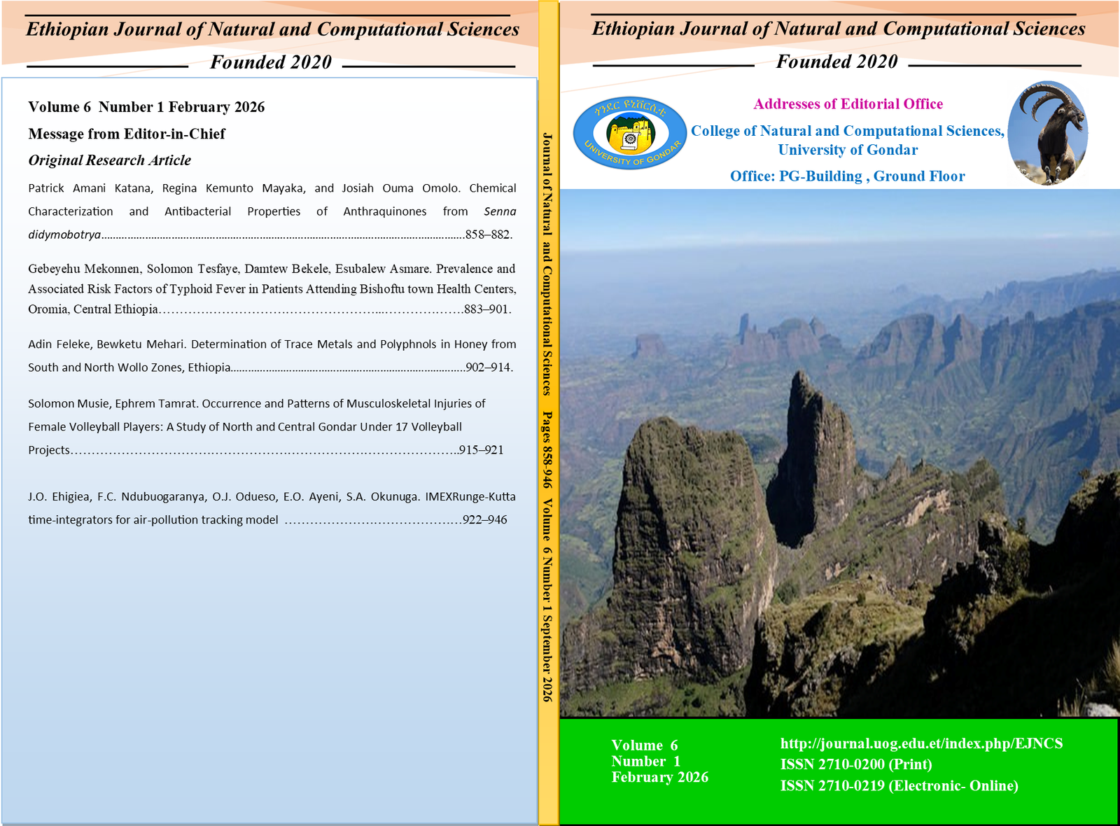 					View Vol. 6 No. 1 (2026): Ethiopian Journal of Natural and Computational Sciences
				